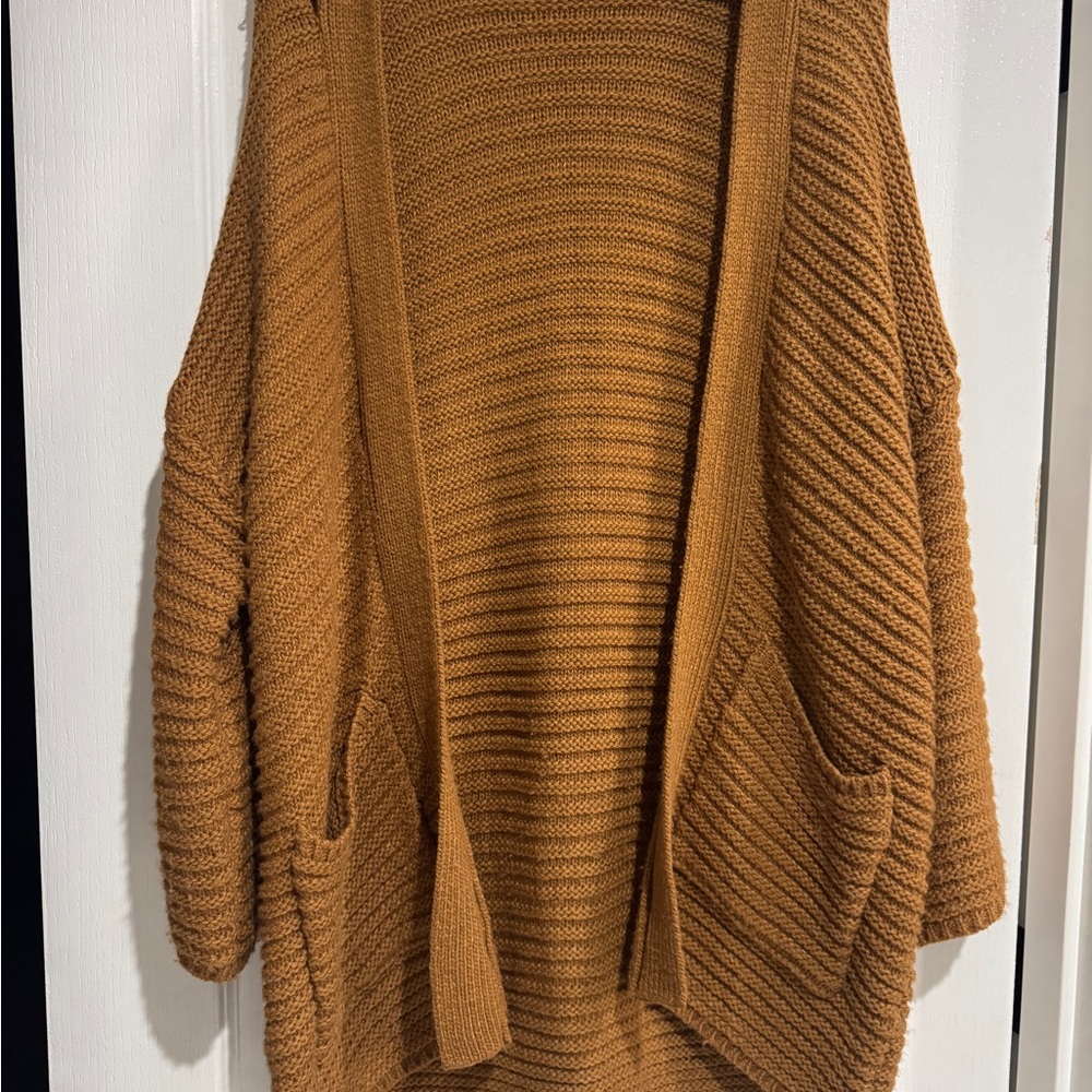 Mango Tan Ribbed Cardigan